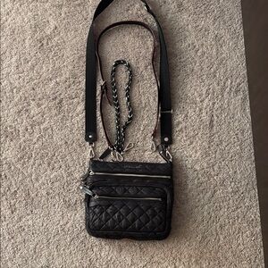 MZ Wallace Black Quilted Crossbody Bag